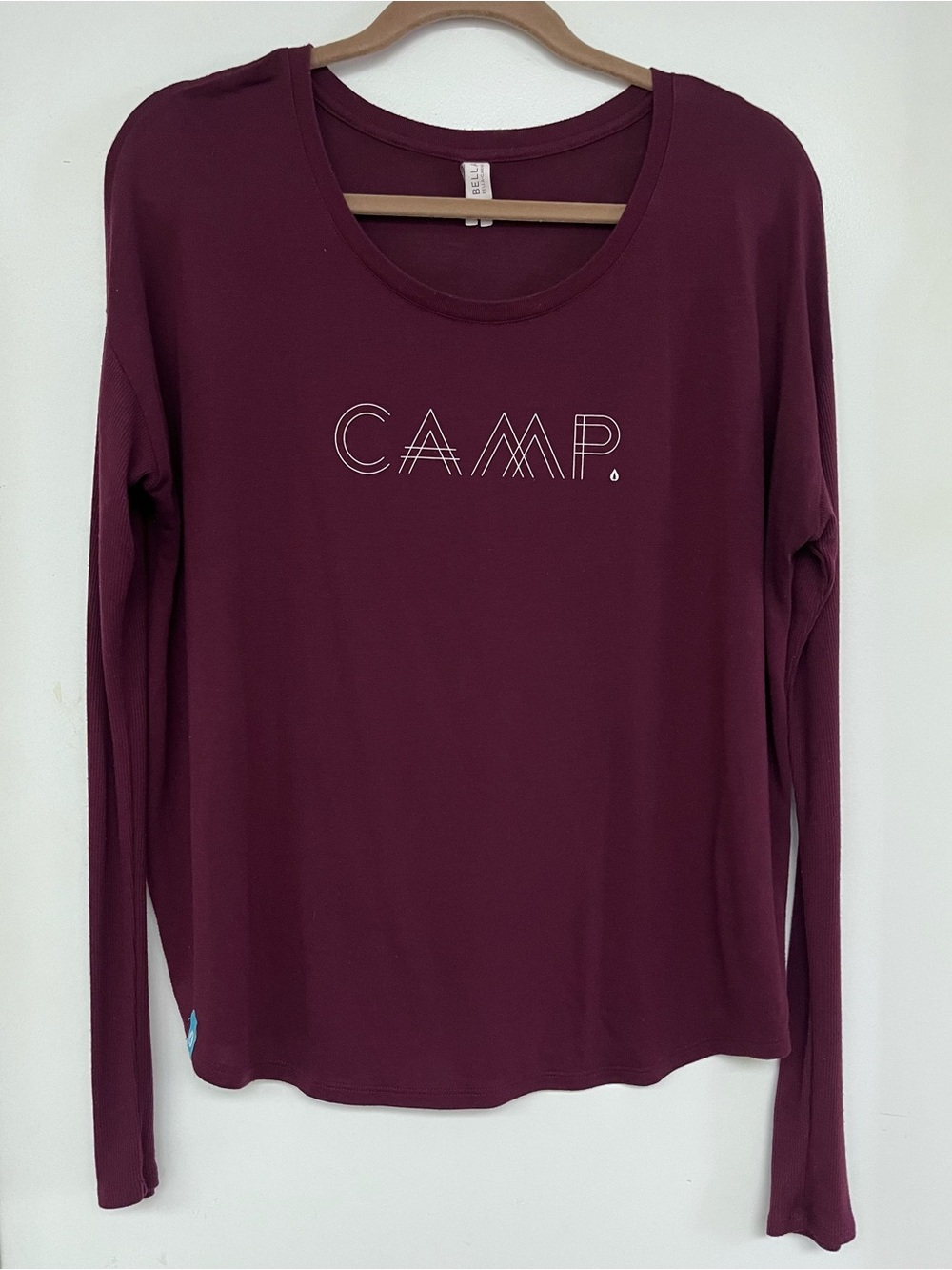 Bella Canvas Hume Lake Camp Long-Sleeve Scoop Neck Top in Burgundy